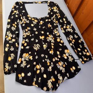 Beach Riot Button Up Black Floral Romper